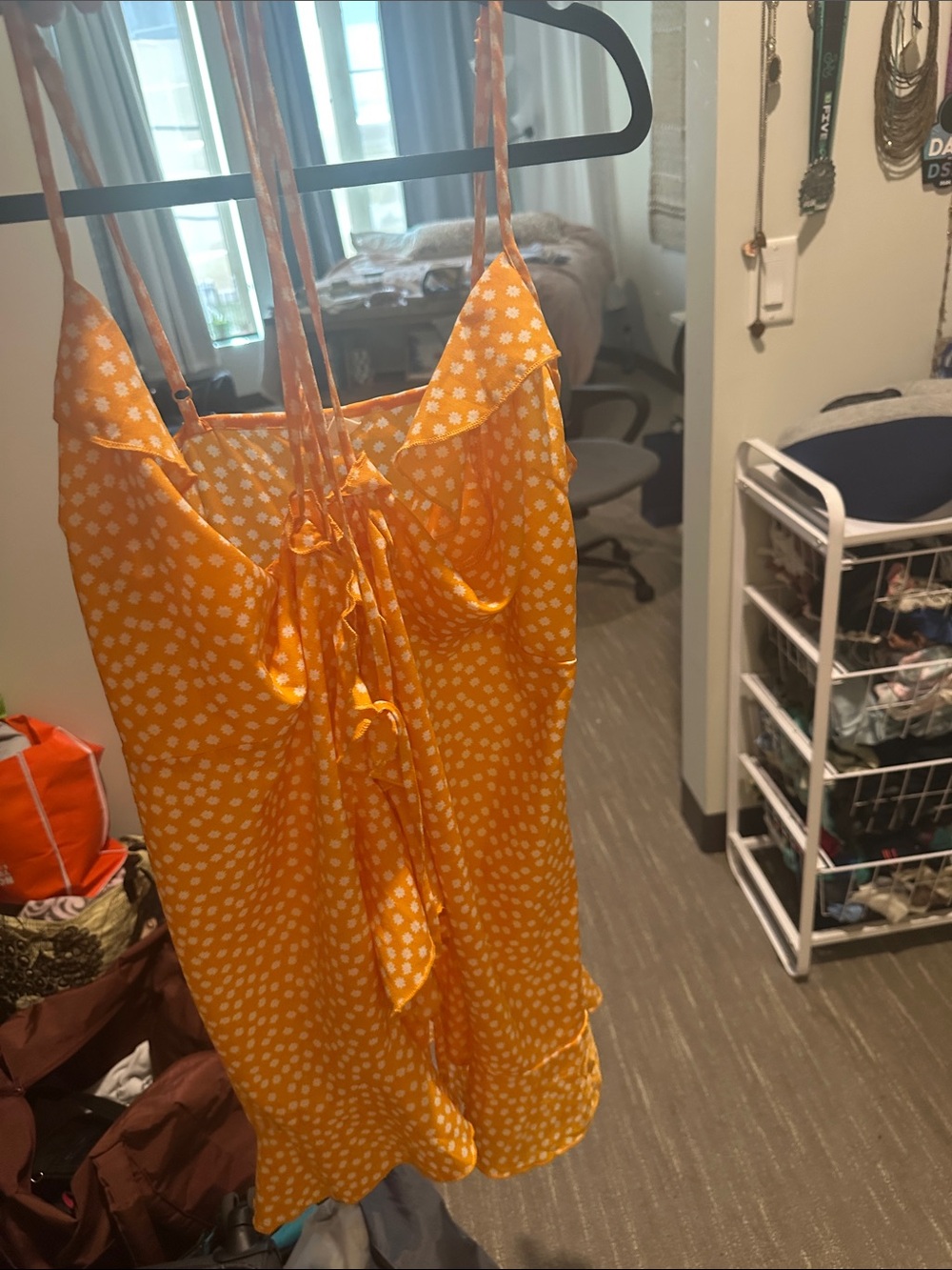 Yellow Polka Dot Tie-Front Sundress